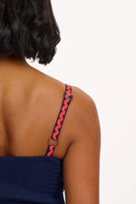 Load image into Gallery viewer, Penrose Shirred Sundress in Navy Ric Rac
