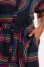 Load image into Gallery viewer, Leigh Midi Shirt Dress in Black Retro Racer
