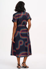 Load image into Gallery viewer, Leigh Midi Shirt Dress in Black Retro Racer
