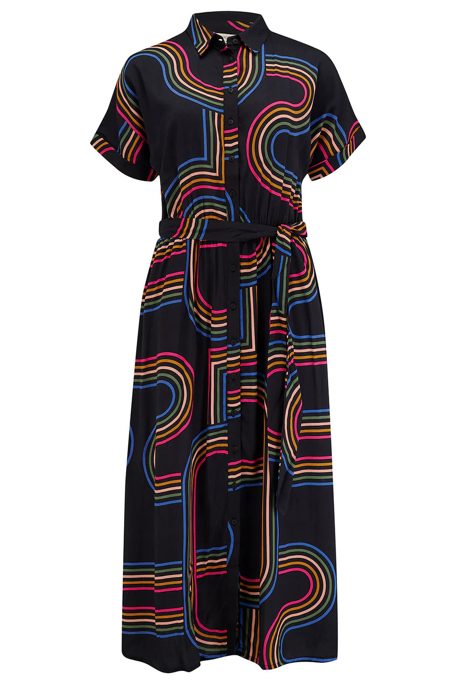 Leigh Midi Shirt Dress in Black Retro Racer