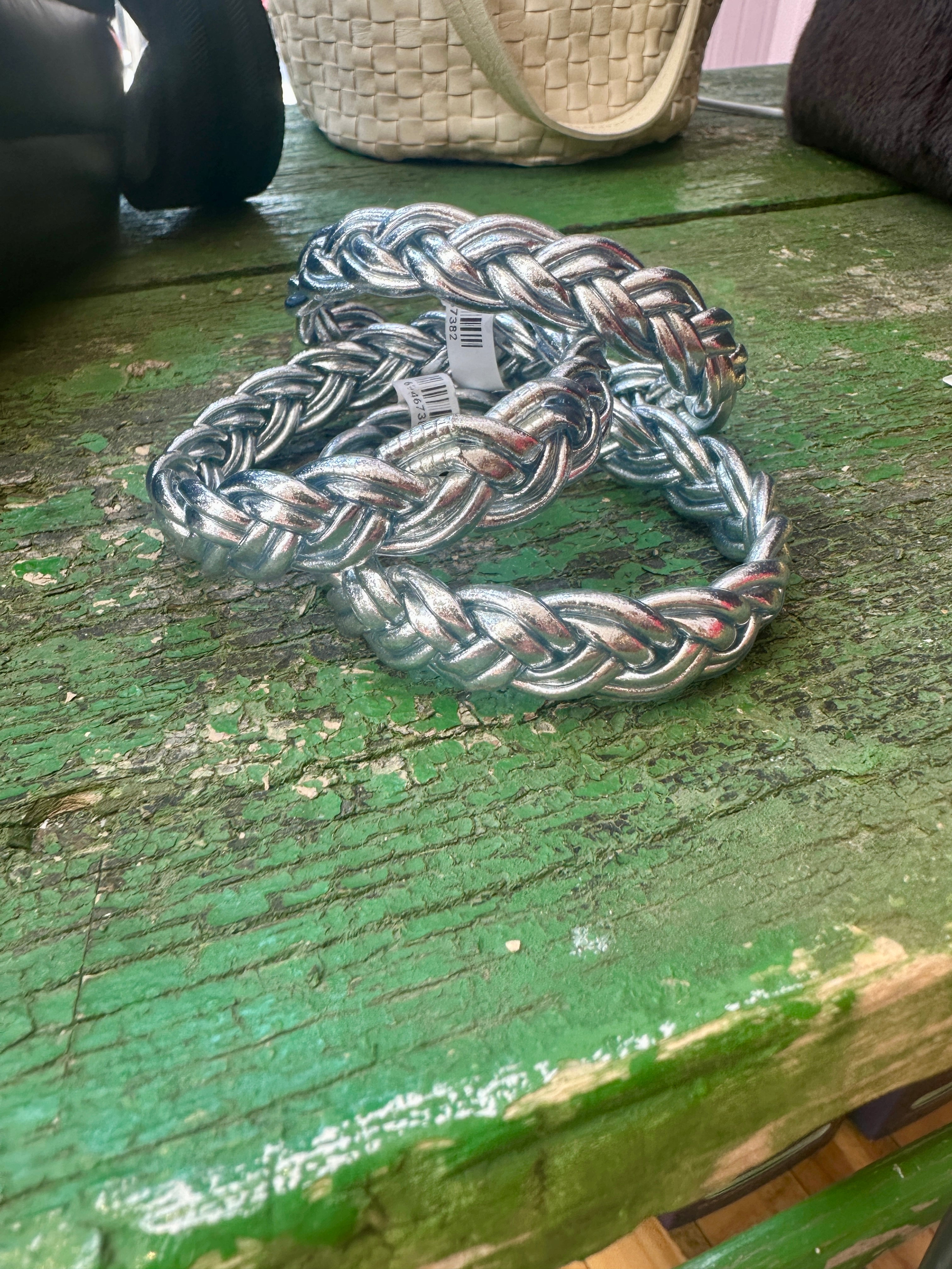 Double Braided Buddhist Temple Bangle in SILVER