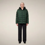 Load image into Gallery viewer, Davina Hooded Reversible Faux Fur Jacket in Nori Green

