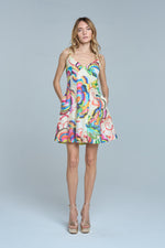 Load image into Gallery viewer, Abstract Floral Print Mini Dress in Cream Multi
