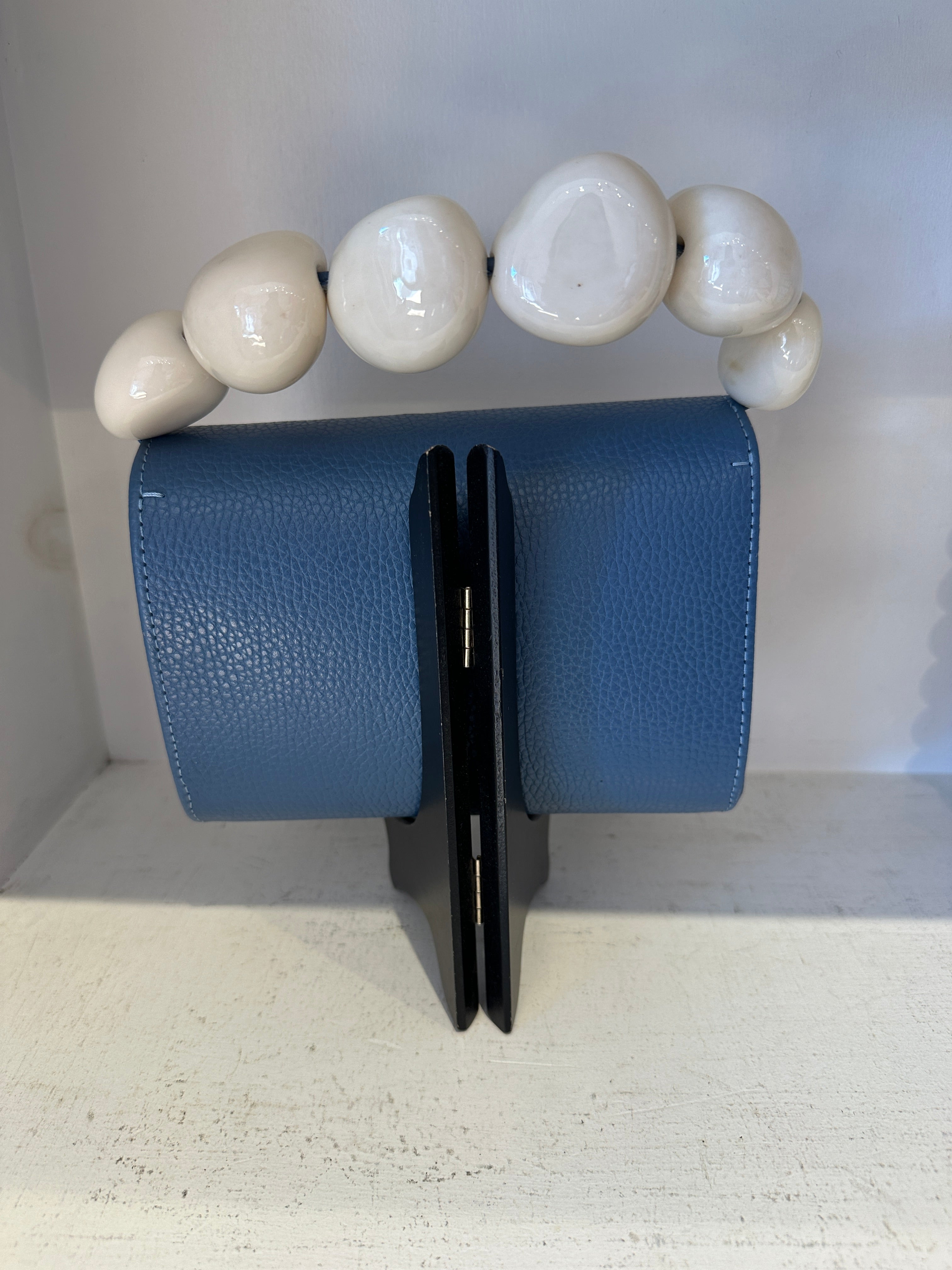 The Nica Leather Clutch in Blue