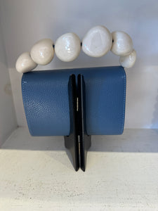 The Nica Leather Clutch in Blue
