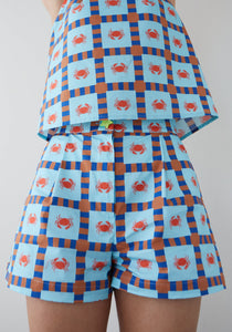 Ana Crab Short in Turq/Red