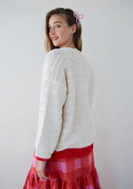 Load image into Gallery viewer, Tramontana Cardigan Sweater in Ivory/Red
