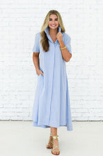 Load image into Gallery viewer, Millie Long Dress in Blue Stripe
