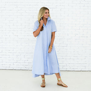 Millie Long Dress in Blue Stripe