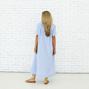 Millie Long Dress in Blue Stripe