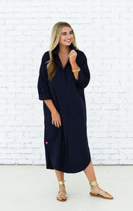 Piper Long Dress in Navy
