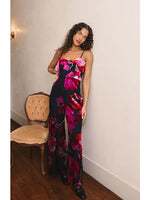 Load image into Gallery viewer, Nalini Jumpsuit in Black Romantic Watercolor Floral
