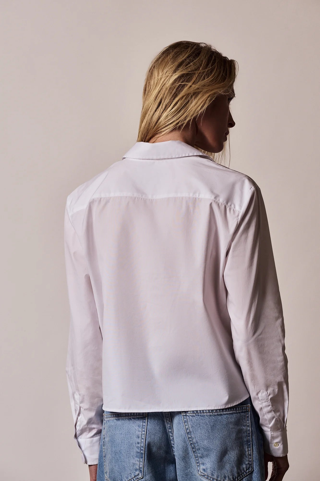 The Long Sleeve Boxy Crop in White