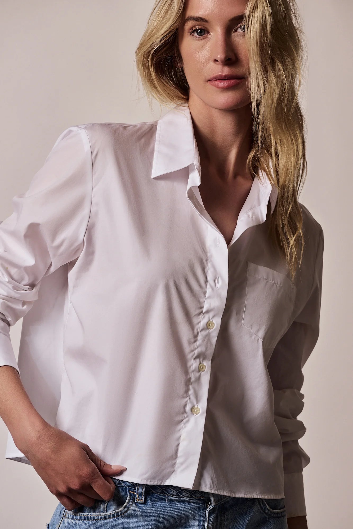 The Long Sleeve Boxy Crop in White