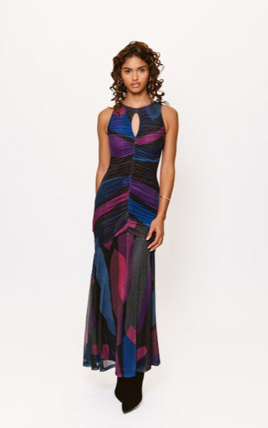 Julia Maxi Dress in Black Multi Mid Century