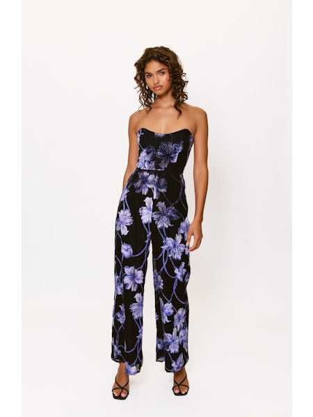 Venina Jumpsuit in Navy Two Tone Vining Buds