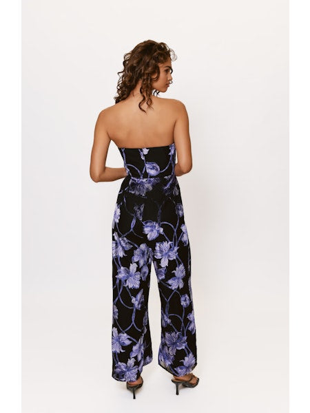 Venina Jumpsuit in Navy Two Tone Vining Buds