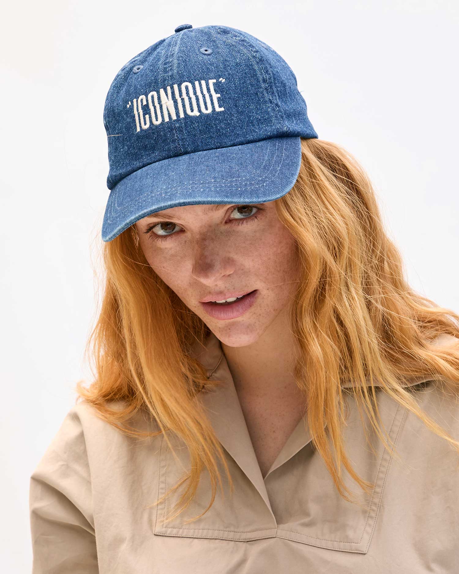 Embroidered Iconique Baseball Hat Navy Denim/Cream