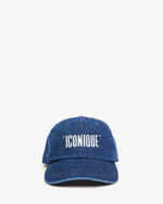 Load image into Gallery viewer, Embroidered Iconique Baseball Hat Navy Denim/Cream
