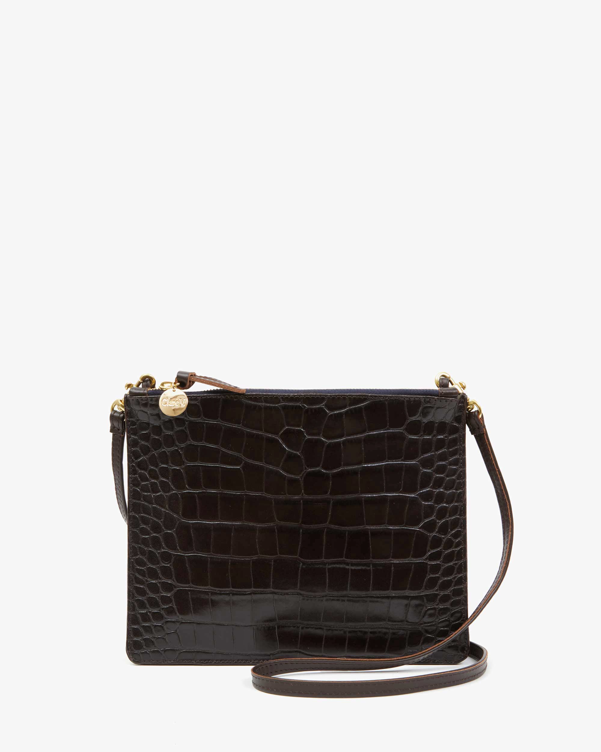 Margot Double Sac Bretelle in Kalamata Croco Mint Julep