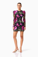 Load image into Gallery viewer, Amaya Long Sleeve Mini Dress in Multi Floral

