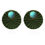 Load image into Gallery viewer, Iraca Turquoise Studs in Green
