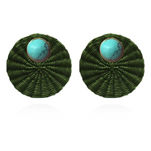 Iraca Turquoise Studs in Green