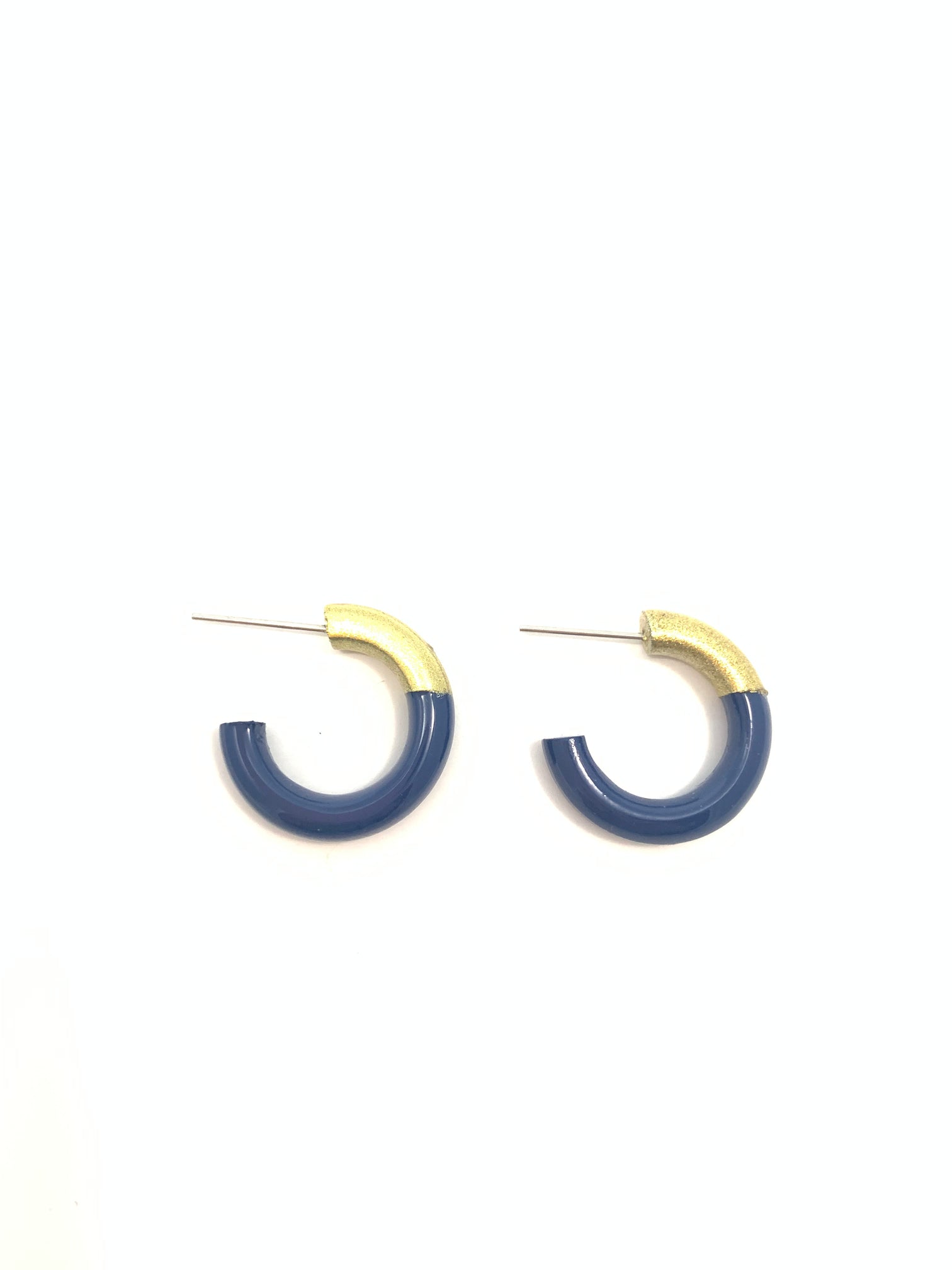 Liz Small Hoops in Navy
