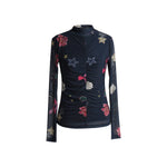 Load image into Gallery viewer, Iris Mesh Printed Blouse in Black
