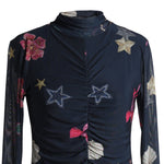 Load image into Gallery viewer, Iris Mesh Printed Blouse in Black
