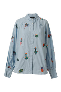 Mona Top in Chambray Blue