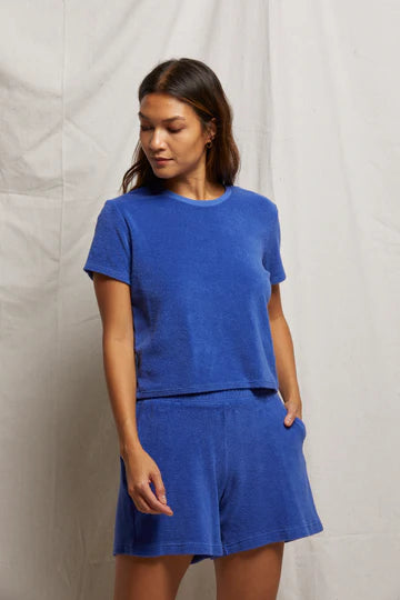 Short Sleeve Eve Crew Neck Tee in Violet Blue