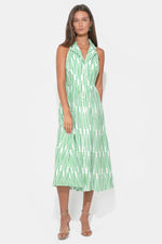 Load image into Gallery viewer, Ruby Halter Embroidery Midi Dress in White/Green
