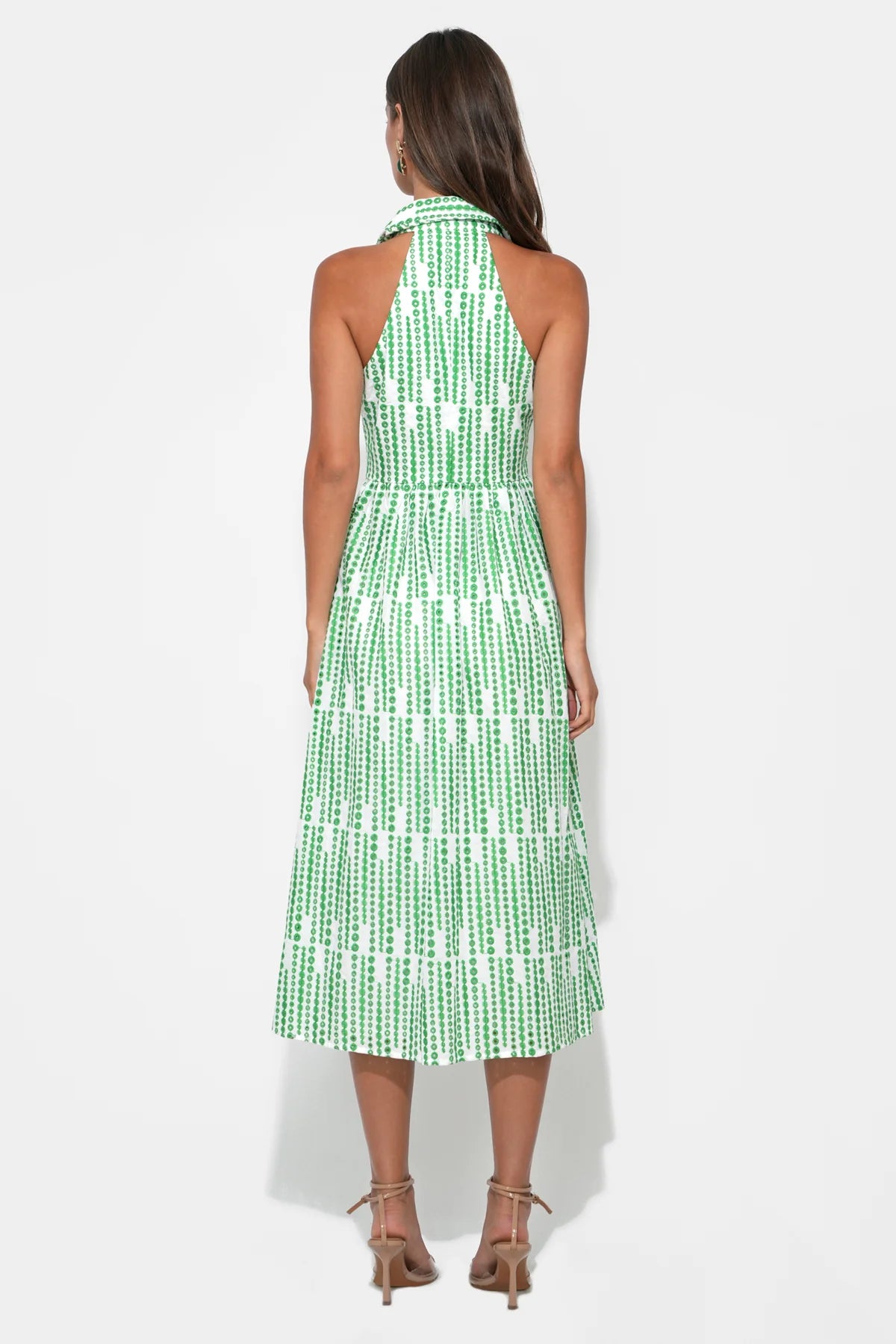 green ruby dress Halter Embroidery Midi in White/Green – Mint Julep Under $50 USD