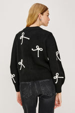 Load image into Gallery viewer, Francesca Bow Cardigan in Black/Ivory
