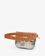 Load image into Gallery viewer, Fanny Pack in Metallic Croco Silver

