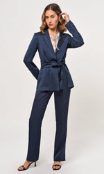 Load image into Gallery viewer, Katherine Waist Tie Blazer in Navy
