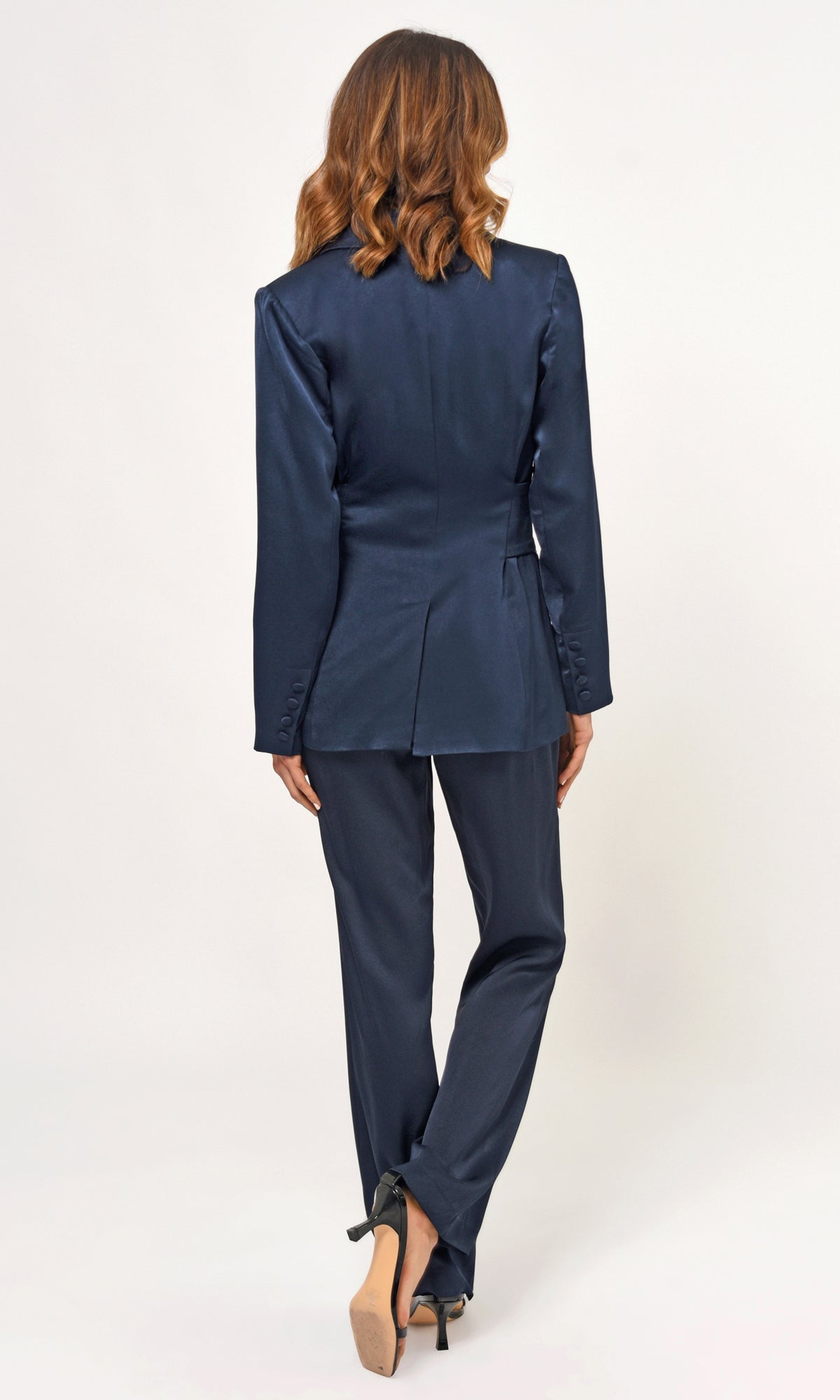 Katherine Waist Tie Blazer in Navy