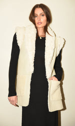 Load image into Gallery viewer, Riley Faux Fur Leather Vest in Ecru
