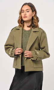 Phillips Brushed Wool Blend Jacket in Olive