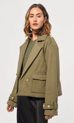 Load image into Gallery viewer, Phillips Brushed Wool Blend Jacket in Olive
