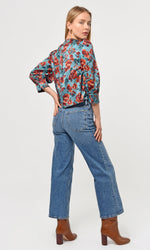 Load image into Gallery viewer, Lourdes Wrap Front Eco Satin Blouse in Misty Blue
