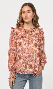 Eries Floral Blouse in Mulberry Nude