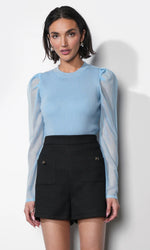 Load image into Gallery viewer, Honey Sheer Sleeve Sweater Top in Moonstone
