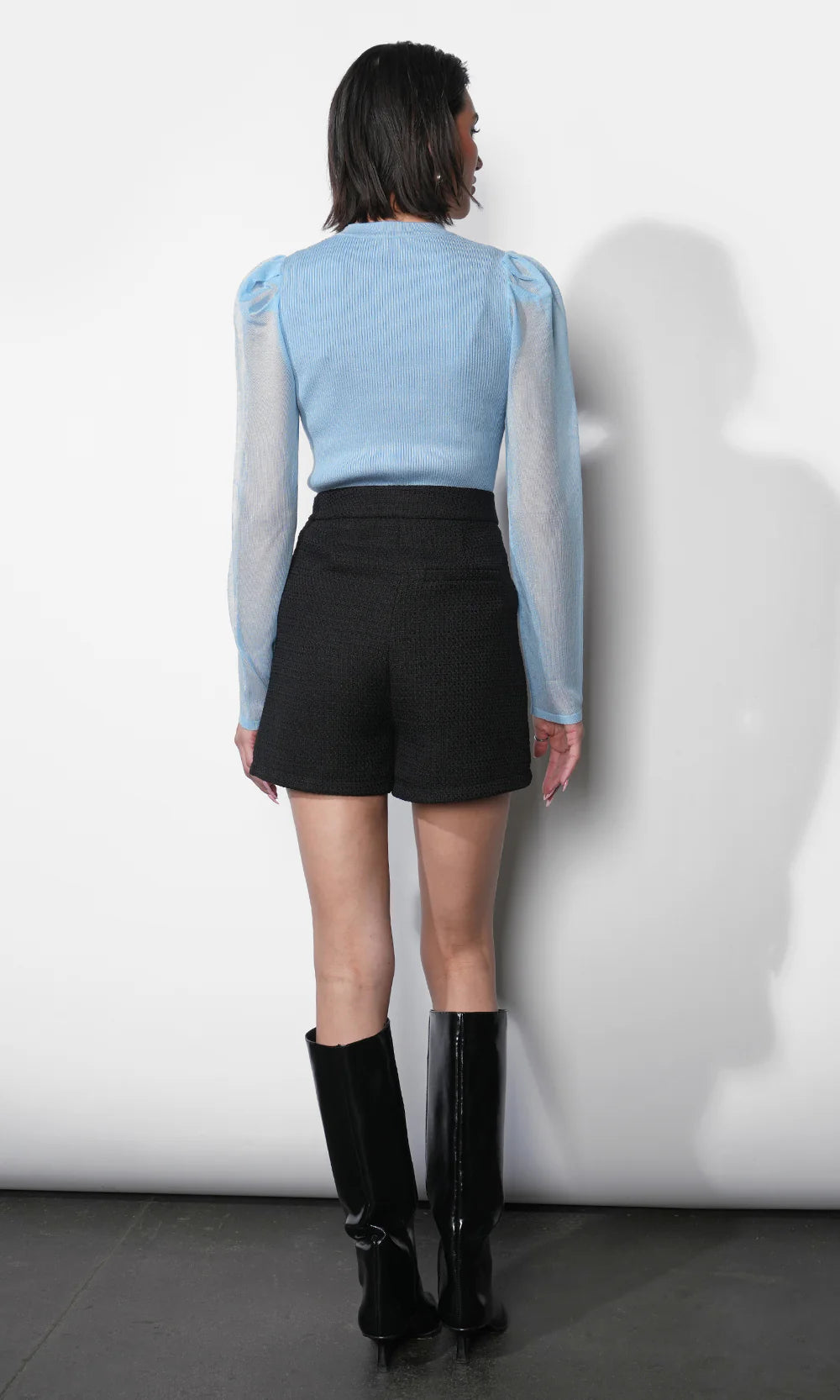 Honey Sheer Sleeve Sweater Top in Moonstone