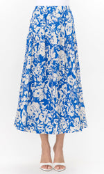Load image into Gallery viewer, Kela Drop Waist Maxi Skirt in Blue/Cream
