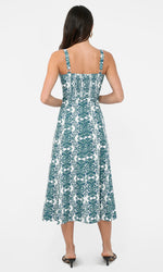 Load image into Gallery viewer, Hilary Linen Midi Dress in Green/Teal
