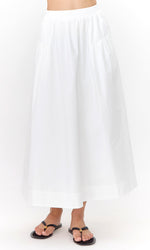 Load image into Gallery viewer, Ana Poplin A-Line Midi Skirt in White
