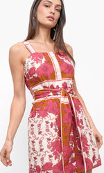 Load image into Gallery viewer, Tristin Border Mini Dress in Ecru/Coral

