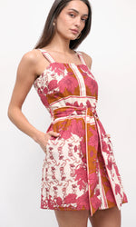 Load image into Gallery viewer, Tristin Border Mini Dress in Ecru/Coral
